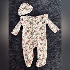 Kyle & Deena Floral Baby Footie with Hat 0-3 Month